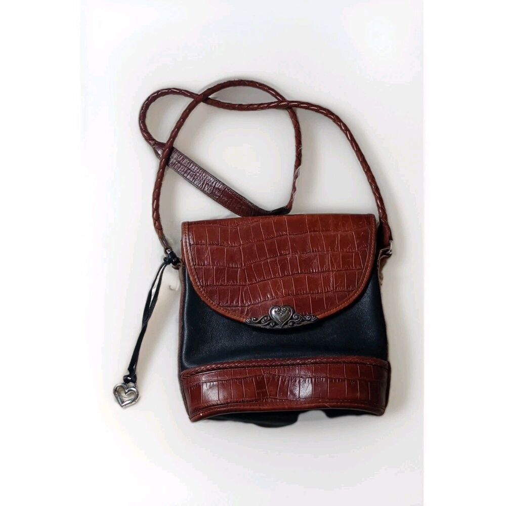 Brighton Vintage Brown Croc Leather Western Shoulder Bag No. 843895